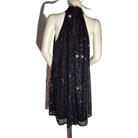 Badgley Mischka Black Sequin Mini Dress - Picture 4 of 10